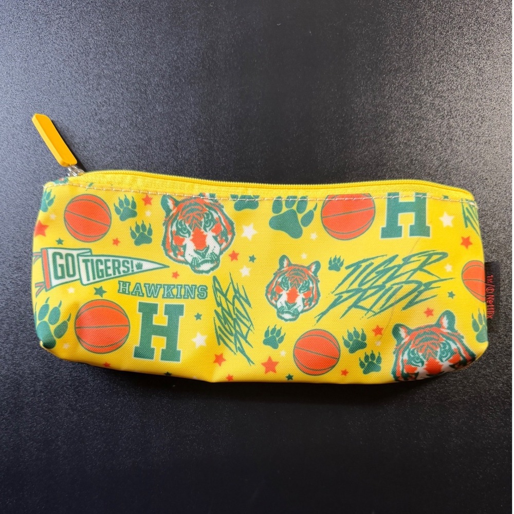 Stranger Things Hawkins High School Tigers Pencil Case Yellow Netflix Pouch Bag